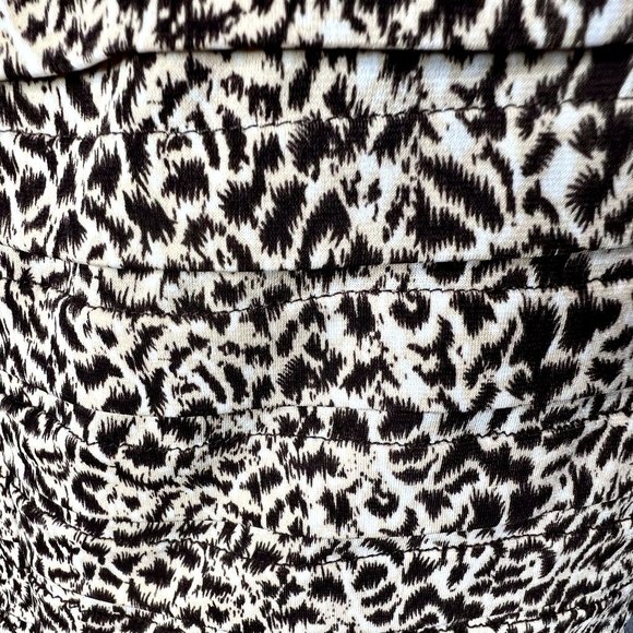 Adrianna Papell Tan Black Print Sleeveless V-Neck Tiered Knee Length Dress Sz 14 - Picture 5 of 9